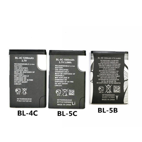 2 X Batterie de Téléphone BL-4C BL-5C BL-5B Pour Nokia 6100 6300 6260 6136S 2630 5070 C2-01 Lithium BL 4C BL 5C BL5C 1500mAh Batteries ► Photo 1/6