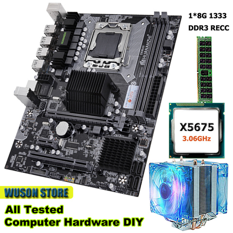 HUANANZHI – carte mère X58 LGA1366, avec processeur Intel Xeon X5675 3.06GHz, 8 go de mémoire DDR3 REG ECC, ordinateur, 2 ans de garantie ► Photo 1/6