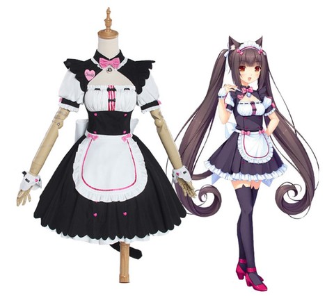 Cosplay de fête pour femmes, robe de demoiselle d'honneur, chocolat, vanille, chat Neko pour filles, Costume de jeu ► Photo 1/6