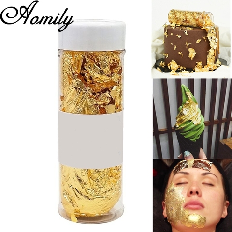 Aomily-masque de beauté facial de qualité comestible, véritable feuille d'or, flocons, cuisson de boisson, Dessert, crème glacée, 2/3/5g ► Photo 1/6