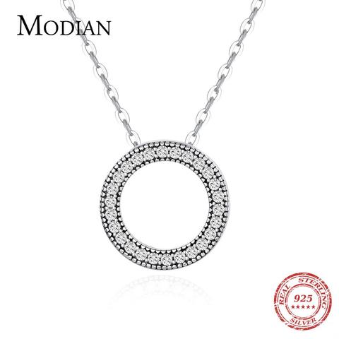 Modian romantique réel 925 en argent Sterling mode ronde cœurs collier pour les femmes fantastique vie mariage colliers bijoux cadeau ► Photo 1/6