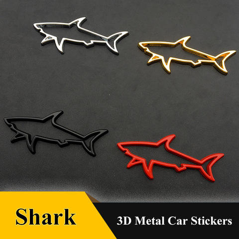 Autocollant de style de voiture en métal 3D, 1 pièce, Badge emblème requin de poisson creux, décalcomanies Automobiles moto ordinateur carburant voiture accessoires ► Photo 1/4