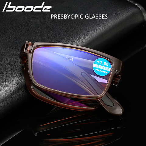 Iboode pliant lunettes de lecture hommes femmes anti-rayons bleus l'hypermétropie pliable rétro lunettes dioptrie + 1.0 1.5 2.0 2.5 3.0 3.5 4.0 ► Photo 1/6