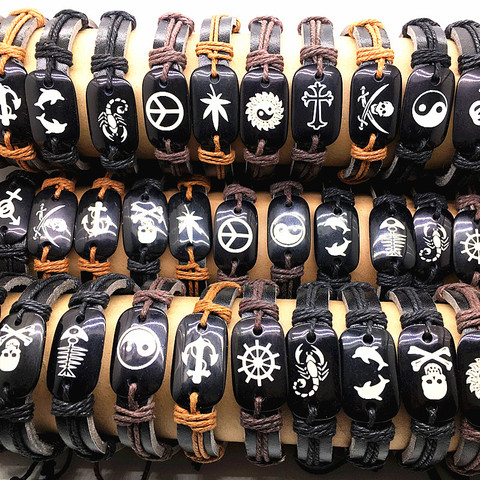 MixMax-Bracelets de poignet en cuir résine, 24 pièces mélangées, Punk, mode, pour hommes et femmes, vente en gros, livraison directe ► Photo 1/6