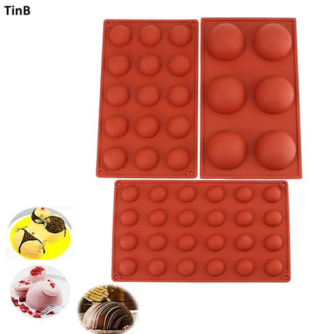 Ensemble de moules en Silicone hémisphères 3 pièces pour gâteaux, bonbons, chocolat, Mousse, pâtisserie bricolage-même, plateau à glaçons ► Photo 1/6