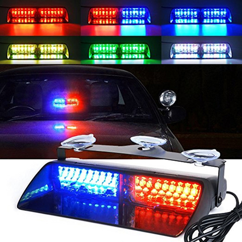 Lumières de Police voiture LED lumière stroboscopique rouge/bleu ambre/blanc lampes de signalisation Flash tableau de bord d'urgence clignotant pare-brise voyant d'avertissement 12V ► Photo 1/6