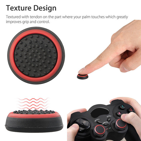 4 pièces Silicone analogique pouce bâton poignées couverture pour Xbox 360 One Playstation 4 pour PS4/PS3 Pro mince manette casquette ► Photo 1/6