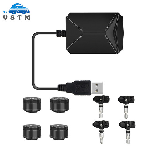 Système de surveillance de pression des pneus TPMS, USB, 5V, système d'alarme, capteurs internes, Radio Android, Navigation, 4 capteurs pour voiture ► Photo 1/6