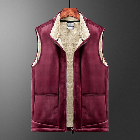 Gilet sans manches à poches multiples pour homme, vêtement d'extérieur, coupe-vent, épais et chaud, en laine, 6XL ► Photo 1/6