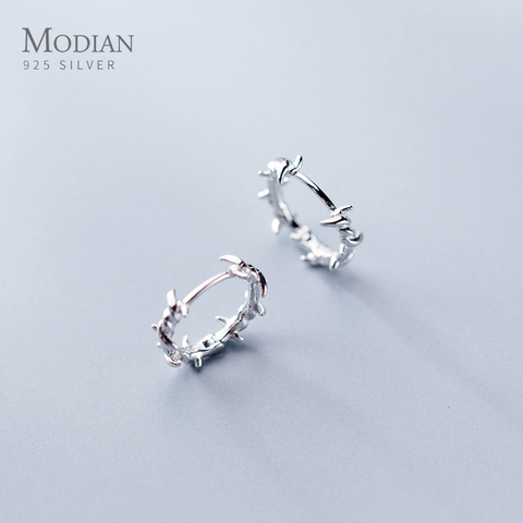 Modian – boucles d'oreilles à breloques en argent Sterling 100% pour femme, bijou de qualité supérieure, tendance classique, forme de feuille d'arbre, anniversaire, 925 ► Photo 1/5