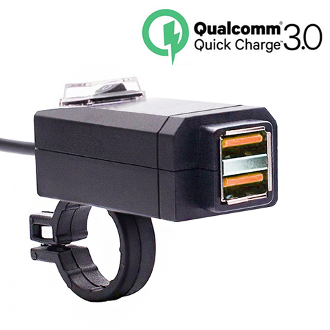 EAFC QC3.0 USB chargeur de moto étanche double USB changement rapide 3.0 12V adaptateur d'alimentation Charge universelle pour téléphone ► Photo 1/6