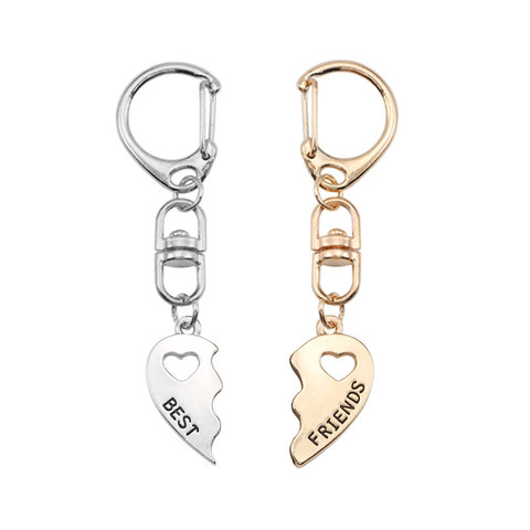 Porte-clés ajouré pour femmes, 2 pièces, couleur or, pendentif en cœur d'amour, meilleur ami éternel, BFF, bijoux d'amitié, livraison directe ► Photo 1/6