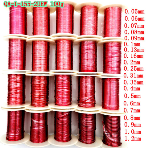 Fil de cuivre émaillé en polyuréthane, rouge, 0.13mm 0.25mm 0.51mm 1mm 1.2 mmQA-1-155 ► Photo 1/6