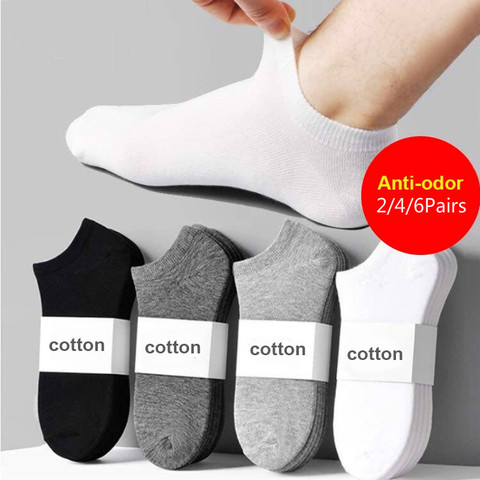 Chaussettes courtes en coton pour hommes, respirantes, invisibles à la cheville, coupe basse, Sport, décontractées, 2/4/6 pièces ► Photo 1/6