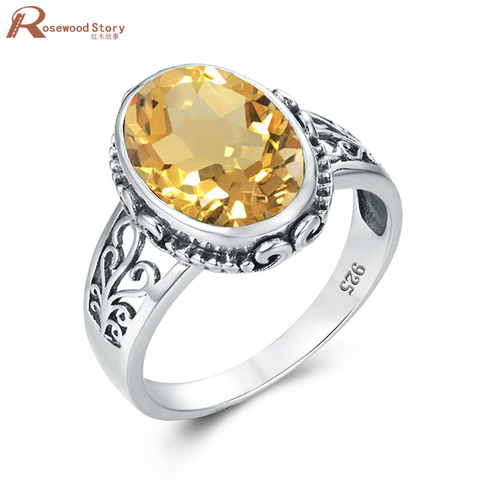 Bague en Citrine jaune pour femmes, en argent Sterling 925, pierres précieuses ovales, style bohémien, bijoux de mariée faits à la main, en vente ► Photo 1/6