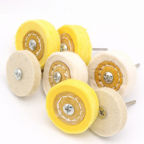 Roue de polissage en coton, tige de 3.0mm, blanc, jaune, miroir, Style T, tête de meulage, brosse de meuleuse en tissu Dremel ► Photo 1/5