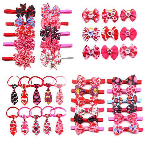 10 pièces saint valentin fournitures pour animaux de compagnie chien chat noeud papillon collier de chien rose petit chien cheveux accessoires noeud papillon pour les petits chiens ► Photo 1/1