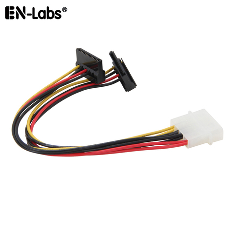 Câble d'alimentation adaptateur Molex SATA, séparateur de connecteur d'alimentation Molex 4pin 2 SATA, séparateur IDE 4 broches SATA 90 degrés pour disque dur SSD ► Photo 1/4