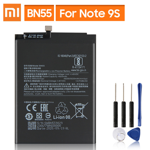 Batterie de remplacement d'origine pour Xiaomi Redmi Note 9S Note9S BN55 batterie de téléphone d'origine 5020mAh ► Photo 1/6