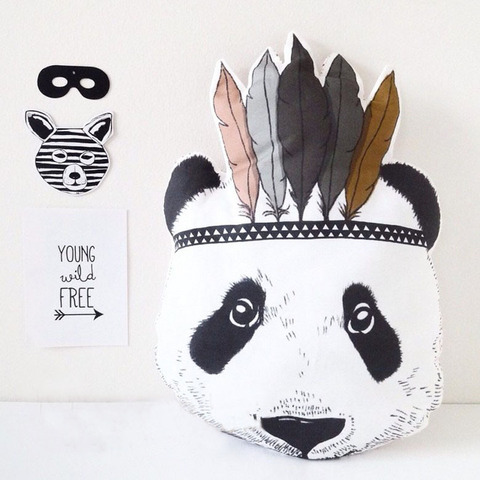 INS oreiller en peluche pour enfant, jouet pour enfant, décoration de lit ou canapé, coussin Panda indien à offrir ► Photo 1/5