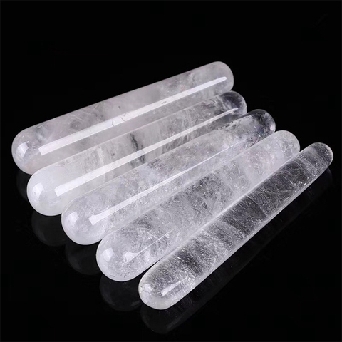 Bâton de massage en Quartz blanc naturel clair, baguette de plaisir, pierre de Yoni, pierre précieuse GuaSha, ornement artisanal ► Photo 1/6