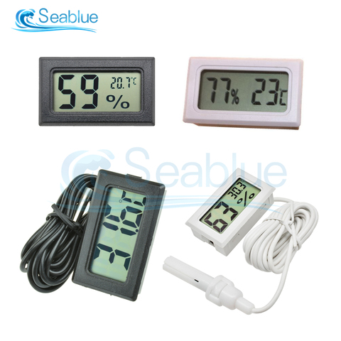 Mini pratique numérique LCD thermomètre capteur hygromètre jauge réfrigérateur Aquarium surveillance affichage humidité détecteur 1M 2M ► Photo 1/6