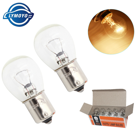 LYMOYO-lampe halogène, 1156 P21W BA15S 10 pièces pour voitures, blanc chaud, ampoules de Stop, feu de Stop 12v 21W, clignotant arrière, DRL 12v ► Photo 1/6