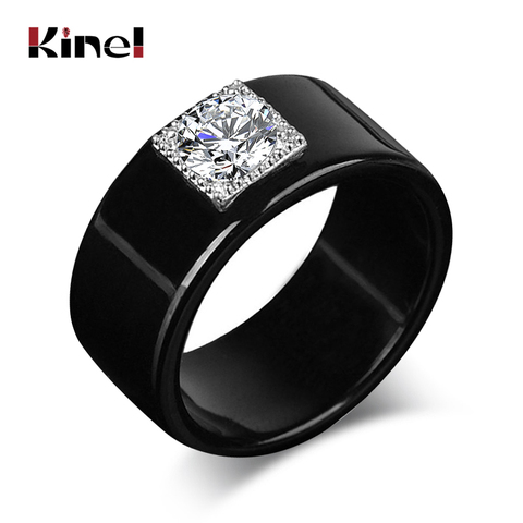 Kinel – bagues de mariage Vintage pour hommes et femmes, Punk Rock, couleur argent, Zircon noir, bijoux de fiançailles, nouvelle collection 2022 ► Photo 1/6