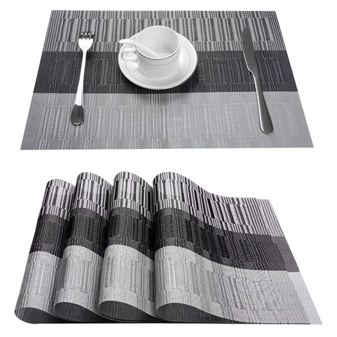 Napperons pour Table à manger PVC bambou motif tapis de Table lot de 4/6/8/12 PCS antidérapant résistant à la chaleur lavable facile à nettoyer ► Photo 1/6