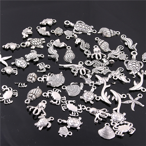 Pendentifs d'animaux marins assortis, 30 pièces par lot, pour la fabrication de bracelets, de colliers, de coquillages, de coquillages, de coquillages, accessoires de bijoux, DIY, 30 pièces/lot ► Photo 1/1