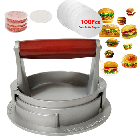 Haute qualité forme ronde Hamburger presse en alliage d'aluminium Hamburger viande boeuf Grill Burger presse cuisine alimentaire moule livraison directe ► Photo 1/6