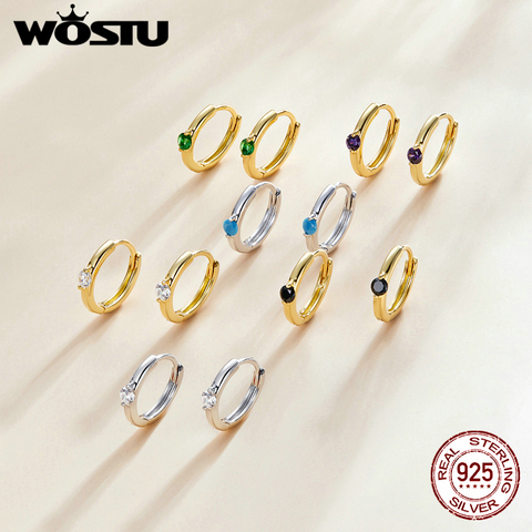 WOSTU – boucles d'oreilles en argent Sterling 925 véritable pour femme, bijoux ronds simples, à la mode, pour mariage, CQE1050 ► Photo 1/6