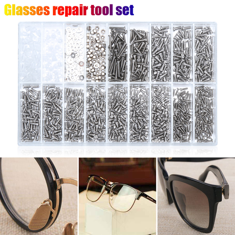 1000 pièces lunettes lunettes de soleil lunettes réparation vis écrou tournevis assortiment Kit utilisé pour fixation lunettes/montre réparation outil Kit ► Photo 1/6