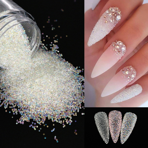 Petites boules de cristal en verre, strass pour manucure, micro perle, Caviar, perles, décorations Nail Art, breloques 3D, accessoires pour ongles ► Photo 1/6