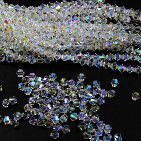 Perles en cristal clair de couleur AB, pour la fabrication de bijoux, accessoires de bricolage, 3MM, 4MM, 5MM, 6MM, 8MM ► Photo 1/6