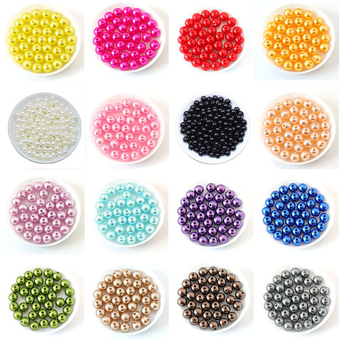 3/4/6/8/10/12mm acrylique en plastique rond avec trou ABS perles d'imitation perle entretoise en vrac pour la fabrication de bijoux trouver des fournitures ► Photo 1/6