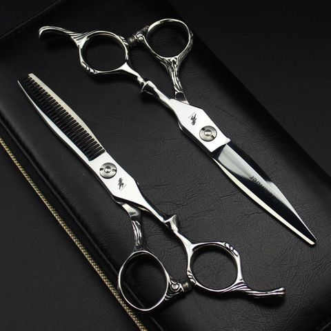 Ciseaux professionnels pour barbier 6 pouces avec évier japonais, vis pour couper les cheveux et éclaircir ► Photo 1/6