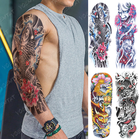 Faux tatouage pour bras, grand autocollant, étanche, temporaire, sur la carpe japonaise, Prajna, Art corporel, pour hommes et femmes ► Photo 1/6