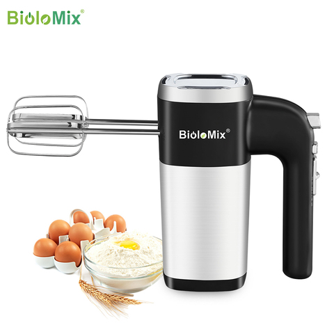 BioloMix 5 vitesses 500W mélangeur à main électrique mélangeur de pâte de cuisine à main avec 2 batteurs d'oeufs et crochets de pâte ► Photo 1/6