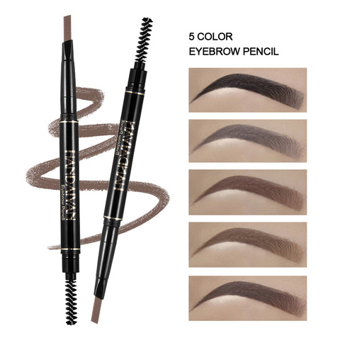 Crayon à sourcils automatique rotatif, 5 couleurs, naturel, étanche, sans floraison, avec brosse, outil cosmétique de beauté marron ► Photo 1/6