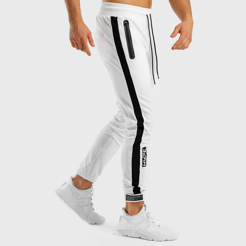 Pantalon de survêtement blanc pour homme, vêtement de sport, décontracté, slim, en coton, pour Gym, Fitness, entraînement, printemps ► Photo 1/6