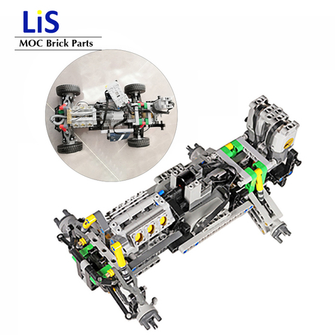 MOC – châssis de direction indépendant, suspension de roue, mini boîte de vitesse de moteur V8, compatible avec la haute technologie pour tout-terrain, nouvelle collection ► Photo 1/4