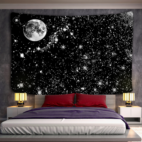 Noir et blanc lune Mandala tapisserie bohème décoration tenture murale chambre psychédélique scène starlight art décoration de la maison ► Photo 1/6