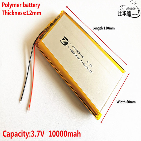 Bonne qualité 2022 la dernière batterie 3.7 V, 10000 mAH, 1260110 polymère lithium ion/Li-ion batterie pour jouet, batterie externe, GPS ► Photo 1/5