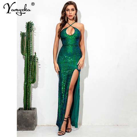 Sexy dos nu maxi Sequin femme robe femmes vêtements d'été club tenues moulante vintage robe de soirée élégant longues robes vestido ► Photo 1/6