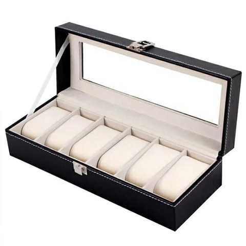 Boîte à montres en cuir PU 1/2/3/5/6 grilles, boîte de rangement organisateur pour montres à Quartz, boîtes à bijoux, meilleur cadeau ► Photo 1/6