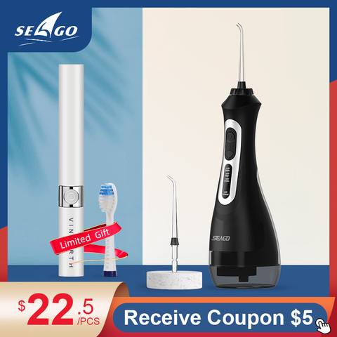 SEAGO USB Rechargeable eau Flosser Oral irrigateur dentaire 3 modes 200ML réservoir d'eau Jet d'eau étanche IPX7 ► Photo 1/6