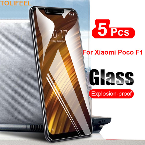 Protecteur d'écran pour Xiaomi Pocophone F1, 5 pièces, Film en verre trempé 9H Ultra clair résistant aux chocs ► Photo 1/6