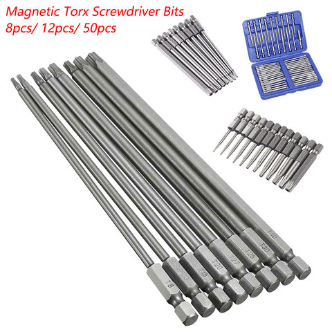 1/4 embouts de tournevis à tige hexagonale 8 pièces/12 pièces/50 pièces ensemble de Bits de sécurité tournevis inviolable foret tournevis Torx tête plate ► Photo 1/6