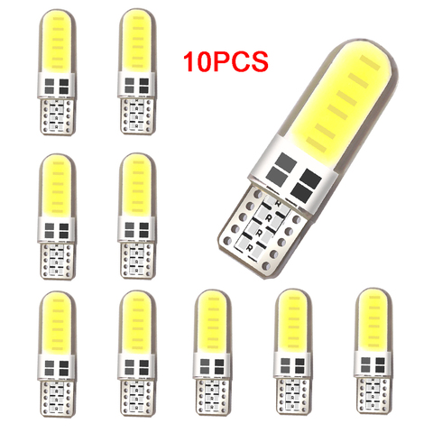 10 pièces 12SMD LED W5W T10 194 168 COB Led ampoule de stationnement Auto cale dégagement lampe silice blanc brillant licence ampoules ► Photo 1/5